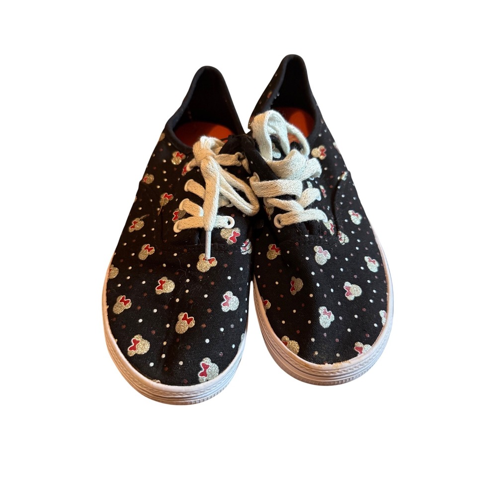 Kids Minnie Mouse Black Glitter Dot Canvas Sneakers‎ Size 4